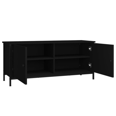 vidaXL Έπιπλο Τηλεόρασης με Πόρτες Μαύρο 102x35x45cm Επεξεργ. Ξύλο