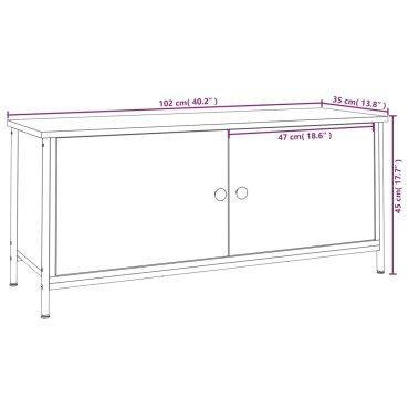 vidaXL Έπιπλο Τηλεόρασης με Πόρτες Μαύρο 102x35x45cm Επεξεργ. Ξύλο