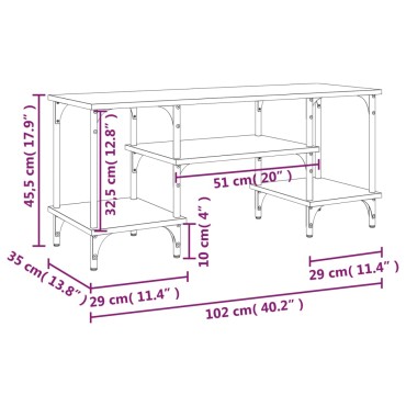 vidaXL Έπιπλο Τηλεόρασης Μαύρο 102x35x45,5cm Επεξεργασμένο Ξύλο