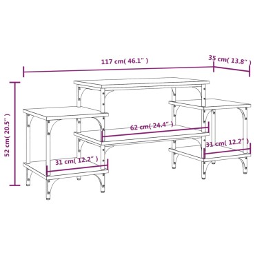 vidaXL Έπιπλο Τηλεόρασης Μαύρο 117x35x52cm Επεξεργασμένο Ξύλο