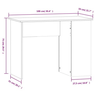 vidaXL Γραφείο Sonoma Δρυς 100x55x75cm από Επεξεργασμένο Ξύλο 1 τεμ.