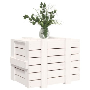 vidaXL Κουτί Αποθήκευσης Λευκό 58x40,5x42 εκ. από Μασίφ Ξύλο Πεύκου