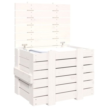 vidaXL Κουτί Αποθήκευσης Λευκό 58x40,5x42 εκ. από Μασίφ Ξύλο Πεύκου