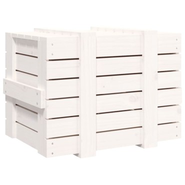 vidaXL Κουτί Αποθήκευσης Λευκό 58x40,5x42 εκ. από Μασίφ Ξύλο Πεύκου