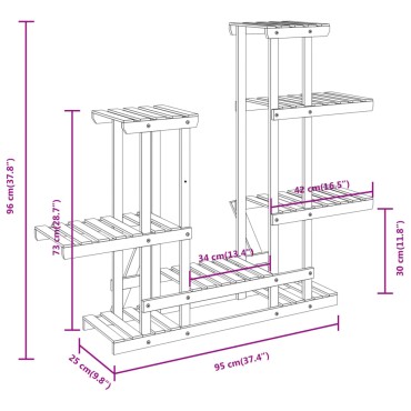 vidaXL Βάση Λουλουδιών 95x25x96 εκ. από Μασίφ Ξύλο Ελάτης