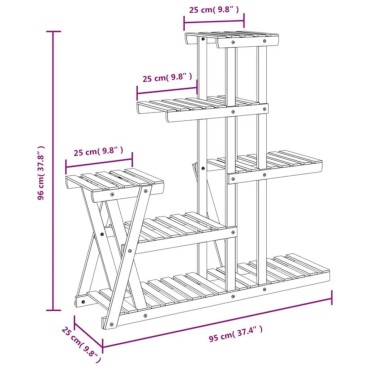 vidaXL Βάση Λουλουδιών 95x25x96 εκ. από Μασίφ Ξύλο Ελάτης