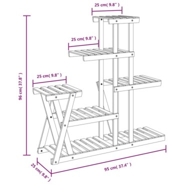 vidaXL Βάση Λουλουδιών 95x25x96 εκ. από Μασίφ Ξύλο Ελάτης
