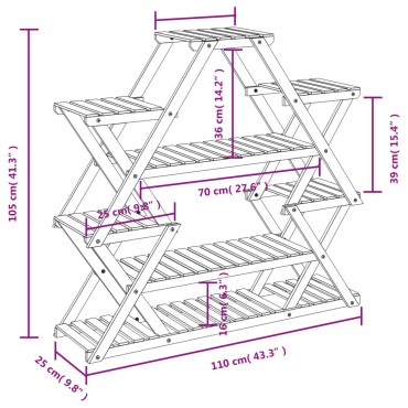 vidaXL Βάση Λουλουδιών 110x25x105 εκ. από Μασίφ Ξύλο Ελάτης