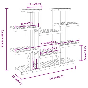 vidaXL Βάση Λουλουδιών 110x25x110,5 εκ. από Μασίφ Ξύλο Ελάτης