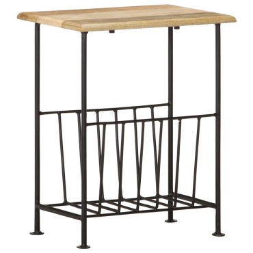 vidaXL Ραφιέρα Περιοδικών 40x30x50cm Μασίφ Ξύλο Μάνγκο / Ατσάλι 1 τεμ.