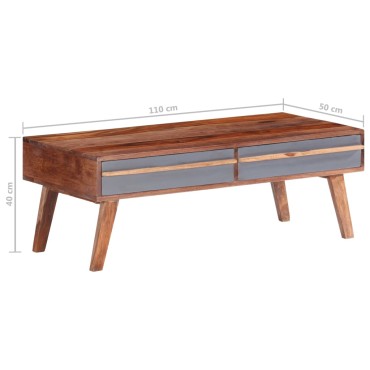 vidaXL Τραπεζάκι Σαλονιού Γκρι 110x50x40cm από Μασίφ Ξύλο 1 τεμ.