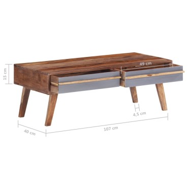 vidaXL Τραπεζάκι Σαλονιού Γκρι 110x50x40cm από Μασίφ Ξύλο 1 τεμ.