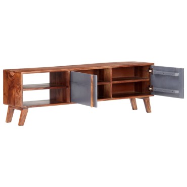 vidaXL Έπιπλο Τηλεόρασης Γκρι 140x30x45cm από Μασίφ Ξύλο
