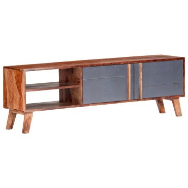 vidaXL Έπιπλο Τηλεόρασης Γκρι 140x30x45cm από Μασίφ Ξύλο