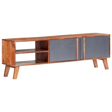 vidaXL Έπιπλο Τηλεόρασης Γκρι 140x30x45cm από Μασίφ Ξύλο