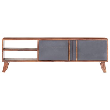 vidaXL Έπιπλο Τηλεόρασης Γκρι 140x30x45cm από Μασίφ Ξύλο