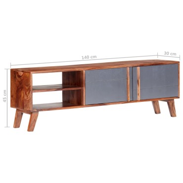 vidaXL Έπιπλο Τηλεόρασης Γκρι 140x30x45cm από Μασίφ Ξύλο