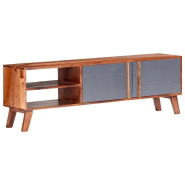 vidaXL Έπιπλο Τηλεόρασης Γκρι 140x30x45cm από Μασίφ Ξύλο