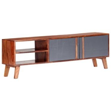 vidaXL Έπιπλο Τηλεόρασης Γκρι 140x30x45cm από Μασίφ Ξύλο
