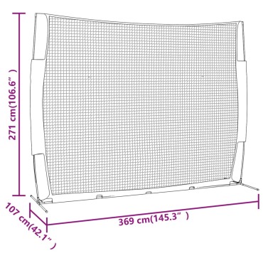 vidaXL Δίχτυ Μπέιζμπολ Κόκκινο/Μαύρο 369x107x271 εκ Ατσάλι/Πολυεστέρας