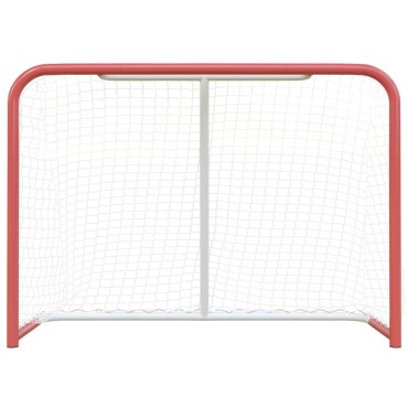 vidaXL Τέρμα Χόκεϊ με Δίχτυ Κόκκινο/Λευκό 153x60x118εκ Ατσάλι/Πολυεστ.