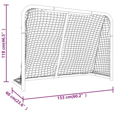 vidaXL Τέρμα Χόκεϊ με Δίχτυ Κόκκινο/Λευκό 153x60x118εκ Ατσάλι/Πολυεστ.