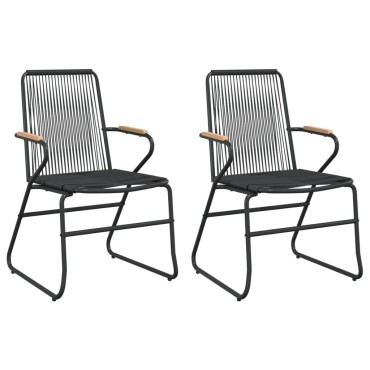 vidaXL Καρέκλες Κήπου 2 τεμ. Μαύρες 58x59x85,5cm Ρατάν PVC