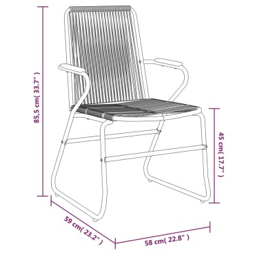 vidaXL Καρέκλες Κήπου 2 τεμ. Μαύρες 58x59x85,5cm Ρατάν PVC