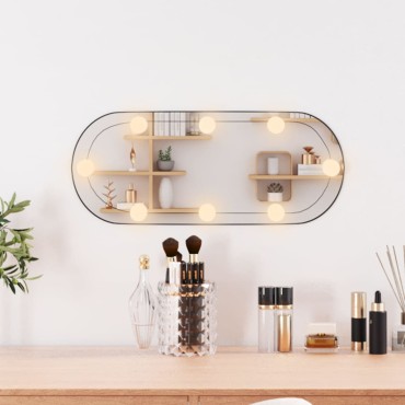 vidaXL Καθρέφτης Τοίχου Οβάλ με Φώτα LED 20x50 εκ. από Γυαλί