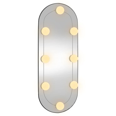 vidaXL Καθρέφτης Τοίχου Οβάλ με Φώτα LED 20x50 εκ. από Γυαλί