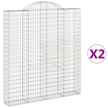 vidaXL Συρματοκιβώτια Τοξωτά 2 τεμ. 200x30x220/240 εκ. Γαλβαν. Ατσάλι