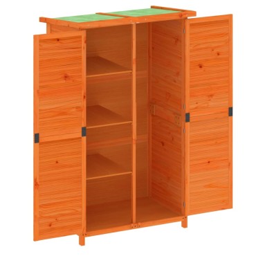 vidaXL Αποθήκη Εργαλείων Κήπου Καφέ 83x57x140 εκ. Μασίφ Ξύλο Πεύκου