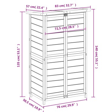 vidaXL Αποθήκη Εργαλείων Κήπου Καφέ 83x57x140 εκ. Μασίφ Ξύλο Πεύκου
