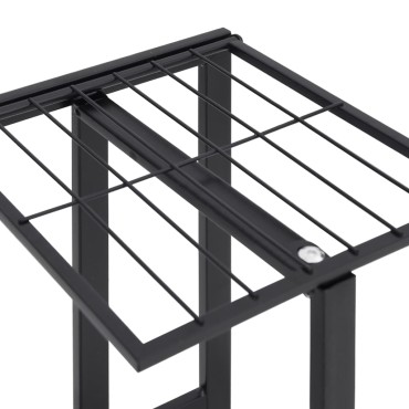 vidaXL Βάση Λουλουδιών 4 Επιπέδων με Ρόδες 44x23x80 εκ. Μαύρη Σίδερο