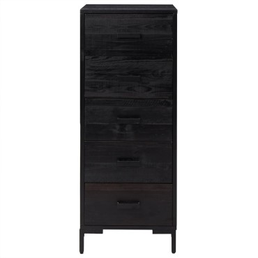 vidaXL Συρταριέρα Μαύρη 42x35x110cm από Μασίφ Ξύλο Πεύκου 1 τεμ.