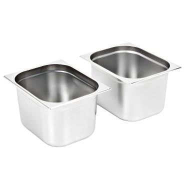 vidaXL Λεκάνες Gastronorm 2 τεμ. GN 1/2 200 χιλ. από Ανοξείδωτο Ατσάλι