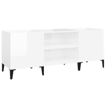 vidaXL Δισκοθήκη Γυαλιστερή Λευκή 121x38x48cm από Επεξεργασμένο Ξύλο 1 τεμ.