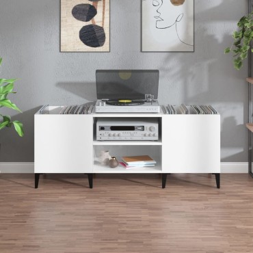 vidaXL Δισκοθήκη Γυαλιστερή Λευκή 121x38x48cm από Επεξεργασμένο Ξύλο 1 τεμ.