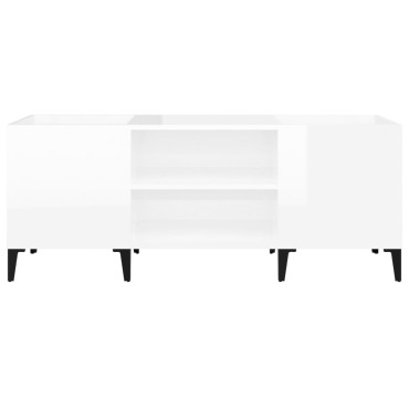 vidaXL Δισκοθήκη Γυαλιστερή Λευκή 121x38x48cm από Επεξεργασμένο Ξύλο 1 τεμ.