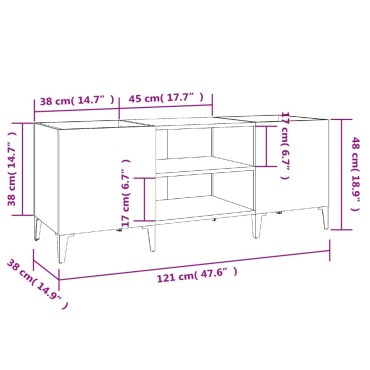 vidaXL Δισκοθήκη Γυαλιστερή Λευκή 121x38x48cm από Επεξεργασμένο Ξύλο 1 τεμ.