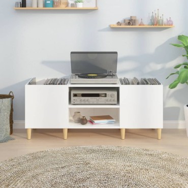 vidaXL Δισκοθήκη Γυαλιστερή Λευκή 121x38x48cm από Επεξεργασμένο Ξύλο 1 τεμ.