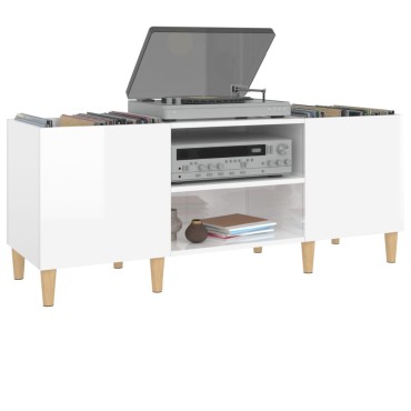 vidaXL Δισκοθήκη Γυαλιστερή Λευκή 121x38x48cm από Επεξεργασμένο Ξύλο 1 τεμ.
