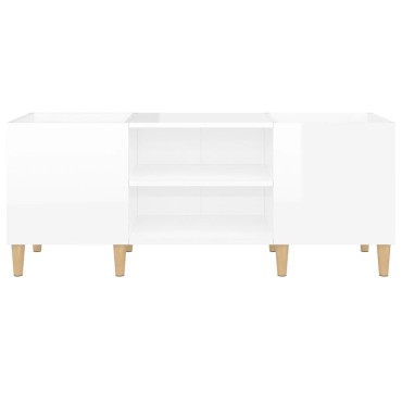 vidaXL Δισκοθήκη Γυαλιστερή Λευκή 121x38x48cm από Επεξεργασμένο Ξύλο 1 τεμ.
