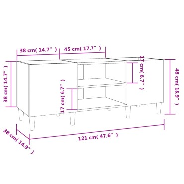vidaXL Δισκοθήκη Γυαλιστερή Λευκή 121x38x48cm από Επεξεργασμένο Ξύλο 1 τεμ.