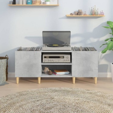 vidaXL Δισκοθήκη Γκρι Σκυροδέματος 121x38x48cm Επεξεργασμένο Ξύλο 1 τεμ.