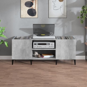 vidaXL Δισκοθήκη Γκρι Σκυροδέματος 121x38x48cm Επεξεργασμένο Ξύλο 1 τεμ.