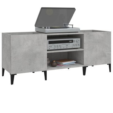 vidaXL Δισκοθήκη Γκρι Σκυροδέματος 121x38x48cm Επεξεργασμένο Ξύλο 1 τεμ.