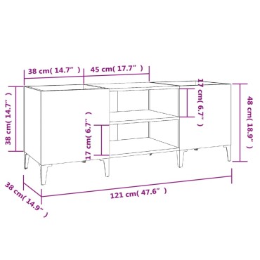 vidaXL Δισκοθήκη Γκρι Σκυροδέματος 121x38x48cm Επεξεργασμένο Ξύλο 1 τεμ.