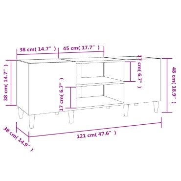 vidaXL Δισκοθήκη Γκρι Sonoma 121x38x48cm από Επεξεργασμένο Ξύλο 1 τεμ.
