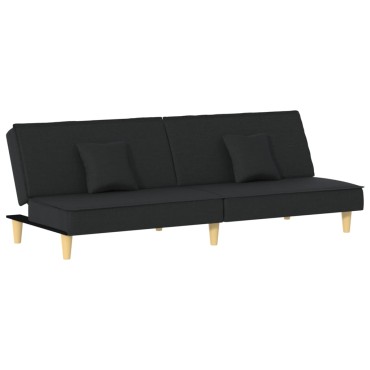 vidaXL Καναπές Κρεβάτι Μαύρος Υφασμάτινος 200x100x33cm 1 τεμ. Γωνιακός